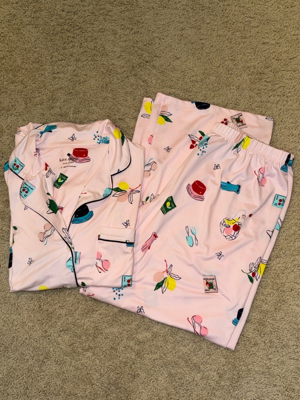 kate spade Light Pink Printed Two-Piece Pajama Set